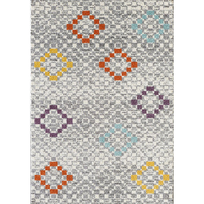 L'baiet Modern Indoor Rectangular Carpet, Pad, Mat Olivia Grey Geometric 8' x 10' Rug Image