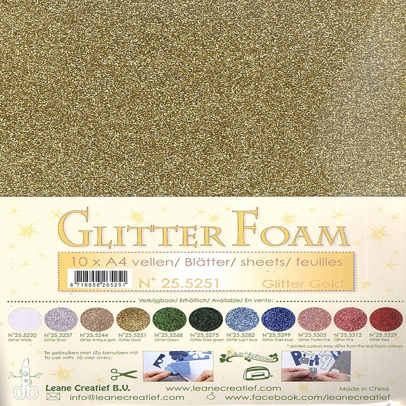 Leane Creatief 10 Glitter Foam Sheets A4 Gold Oriental Trading