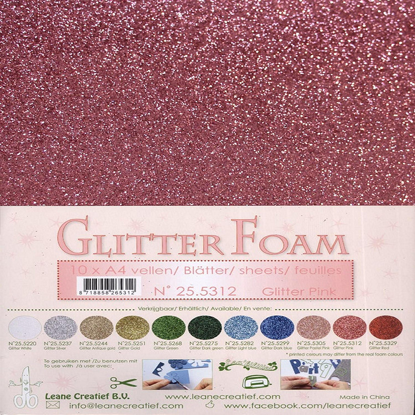 Leane Creatief 10 Glitter Foam Sheets A4 - Pink Image