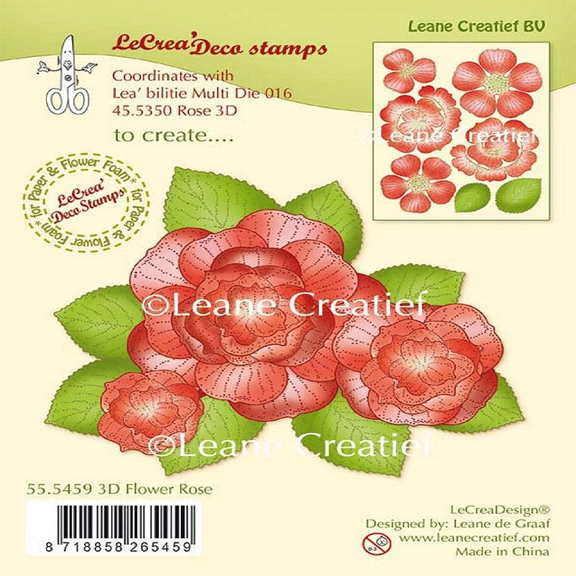 Leane Creatief Lecreadesign Clear Stamp 3D Flower Rose Image