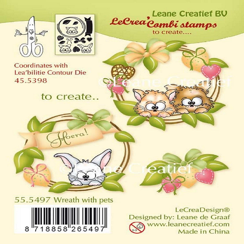 Leane Creatief Lecreadesign Clear Stamp Wreath With Pets Image