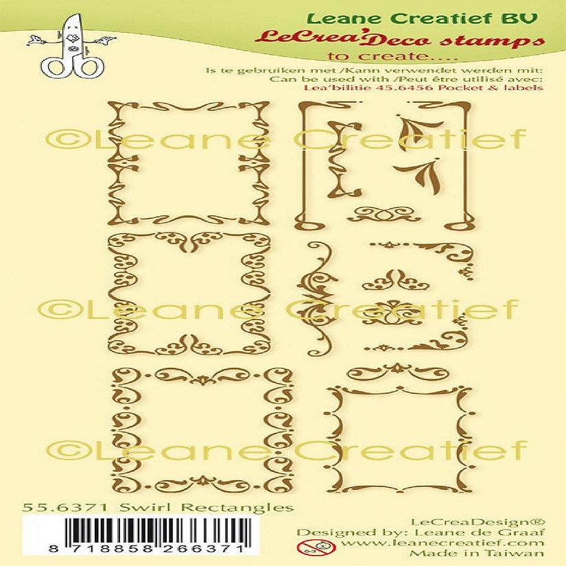 Leane Creatief Lecreadesign Combi Clear Stamp Swirl Rectangles Image