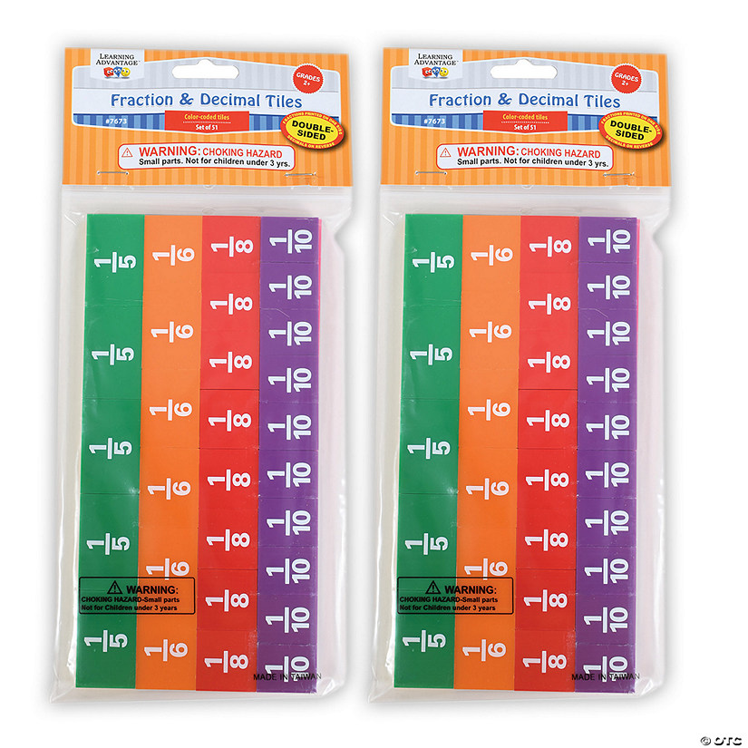 Learning Advantage Fraction/Decimal Tiles - 51 Per Set - 2 Sets Image