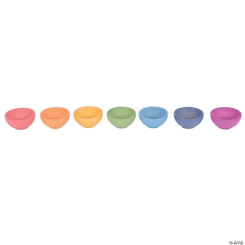 Learning Advantage Rainbow Wooden Bowls, Set of 7 Colors Image