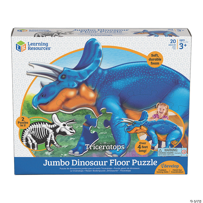 Learning Resources Jumbo Dinosaur Floor Jigsaw Puzzle Triceratops Image