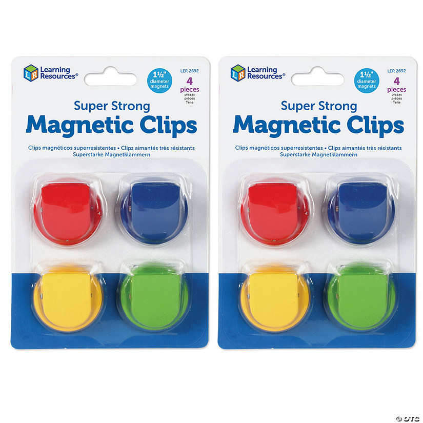 Learning Resources Super Strong Magnetic Clips, 1 1/2" Diameter, 4 Per Pack, 2 Packs Image