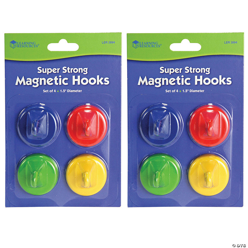 Learning Resources Super Strong Magnetic Hooks, 1 1/2" Diameter, 4 Per Pack, 2 Packs Image
