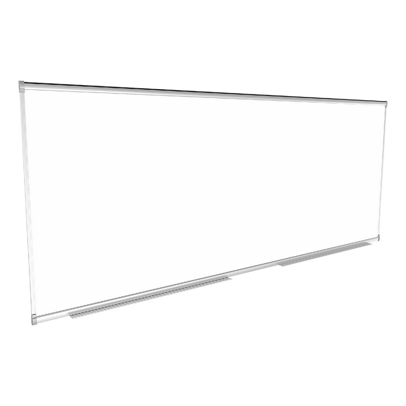 Learniture Learniture Porcelain Steel Magnetic Dry Erase Board with Aluminum Frame and Map Rail 10' W x 4' H Image