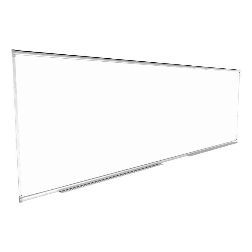 Learniture Learniture Porcelain Steel Magnetic Dry Erase Board with Aluminum Frame and Map Rail 12' W x 4' H Image