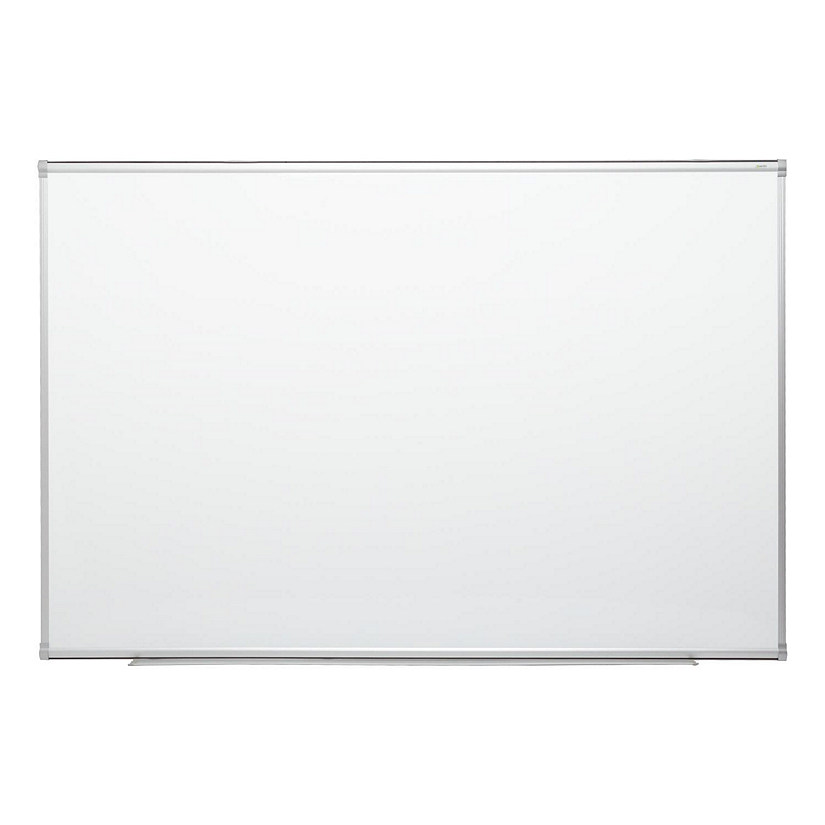 Learniture Learniture Porcelain Steel Magnetic Dry Erase Board with Aluminum Frame and Map Rail 4' W x 3' H Image