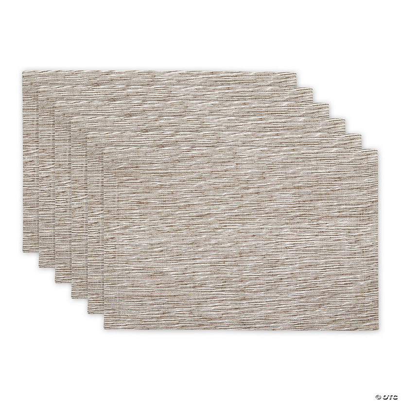 Leather Brown And Off-White Tonal Recycled Cotton Slubby Rib Placemat (Set Of 6) Image