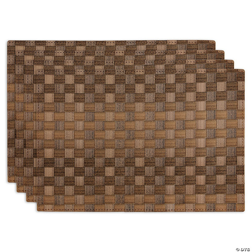 Leather Brown Basketweave Rectangle Woven Placemat (Set Of 4) Image