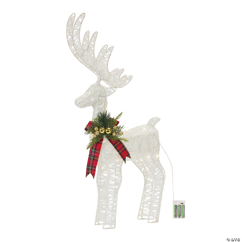 Led Lighted Holiday Deer 17"L X 33"H Cotton String 3 Aa Batteries, Not Included Image