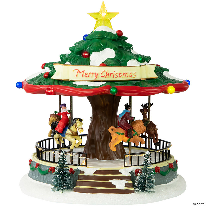 LED Lighted Musical and Animated Christmas Carousel Village Display