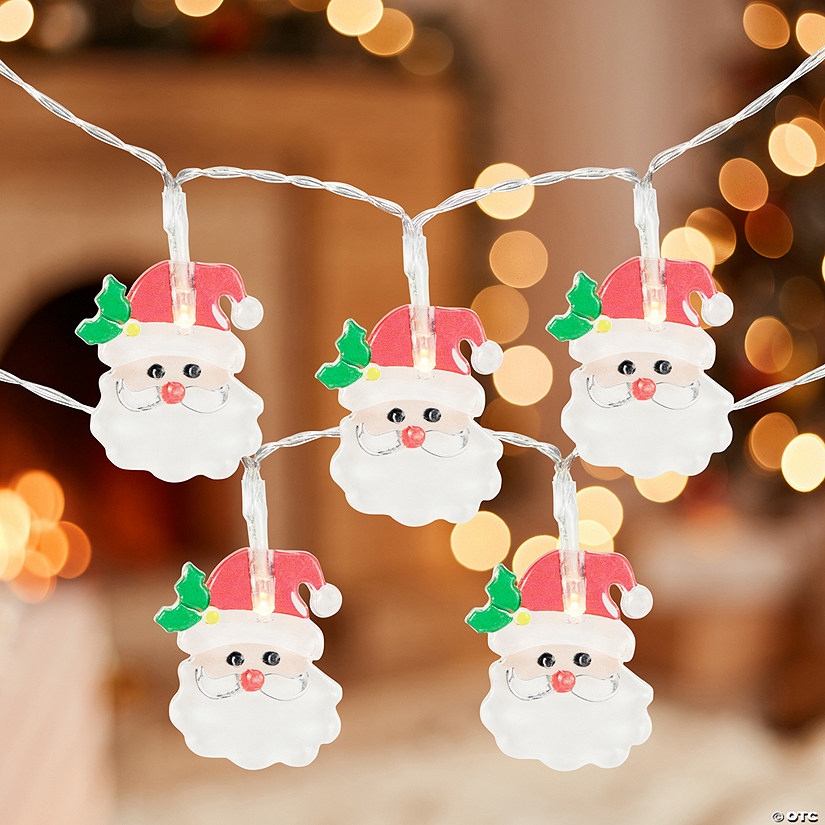 LED Micro Santa Claus Christmas Light Set - 8" Clear Wire - 10ct Image