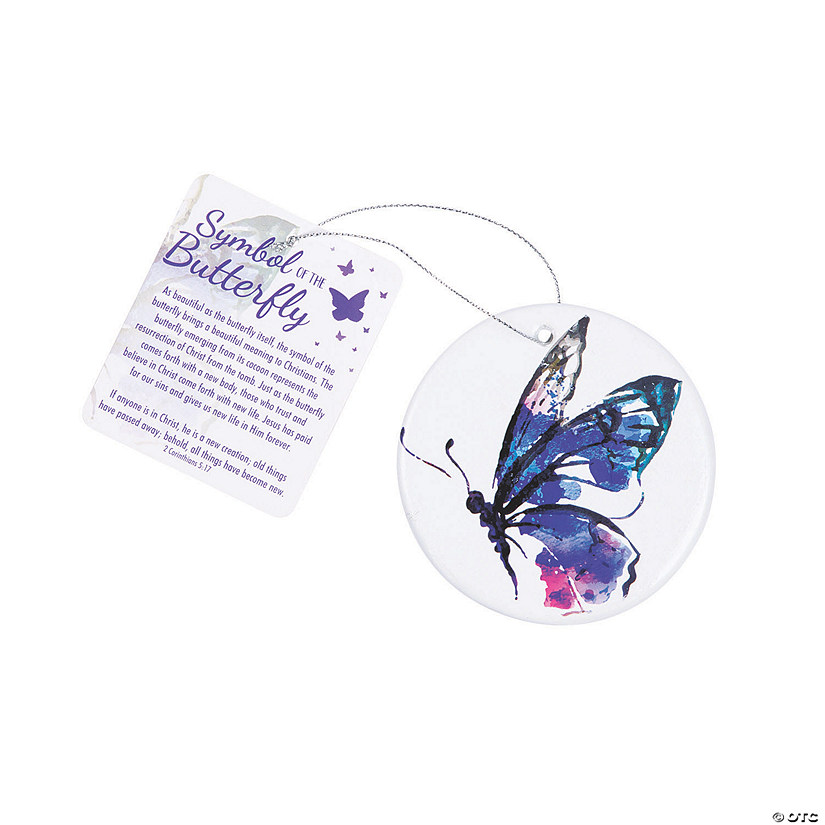 Legend of the Butterfly Ceramic Christmas Ornaments with Card - 12 Pc. Image