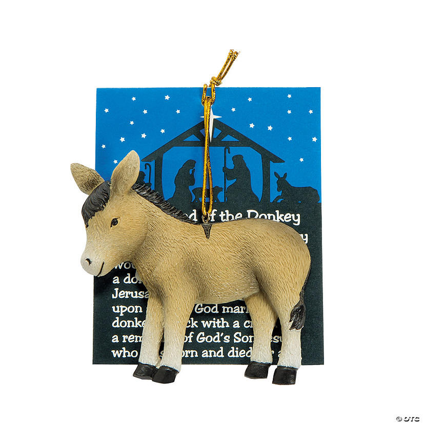 Legend of the Donkey Resin Christmas Ornaments with Card - 12 Pc. Image