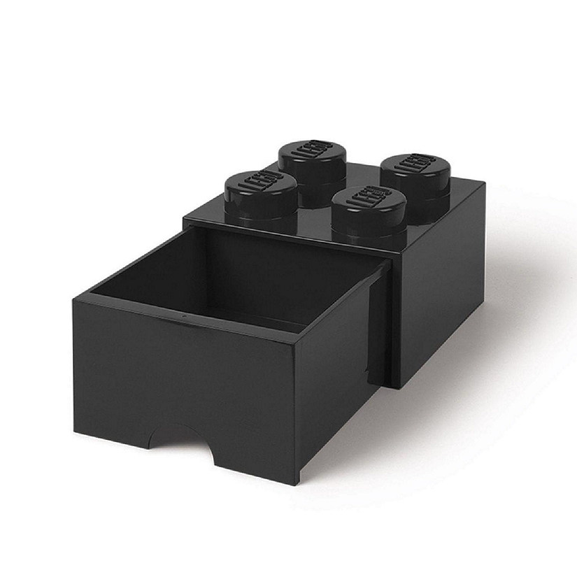LEGO Brick Drawer, 4 Knobs, 1 Drawer, Stackable Storage Box, Black Image