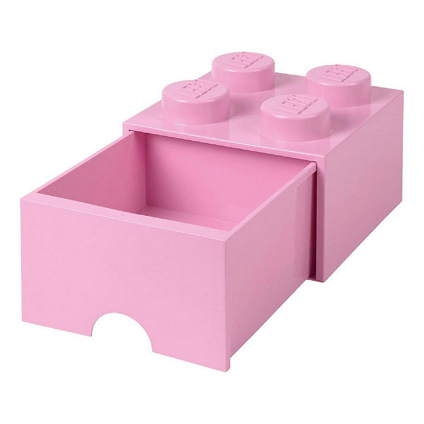 LEGO Brick Drawer, 4 Knobs, 1 Drawer, Stackable Storage Box, Light Pink Image