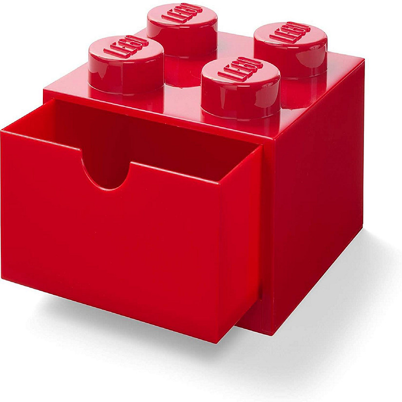 LEGO Desk Drawer 4 Knobs Stackable Storage Box  Red Image