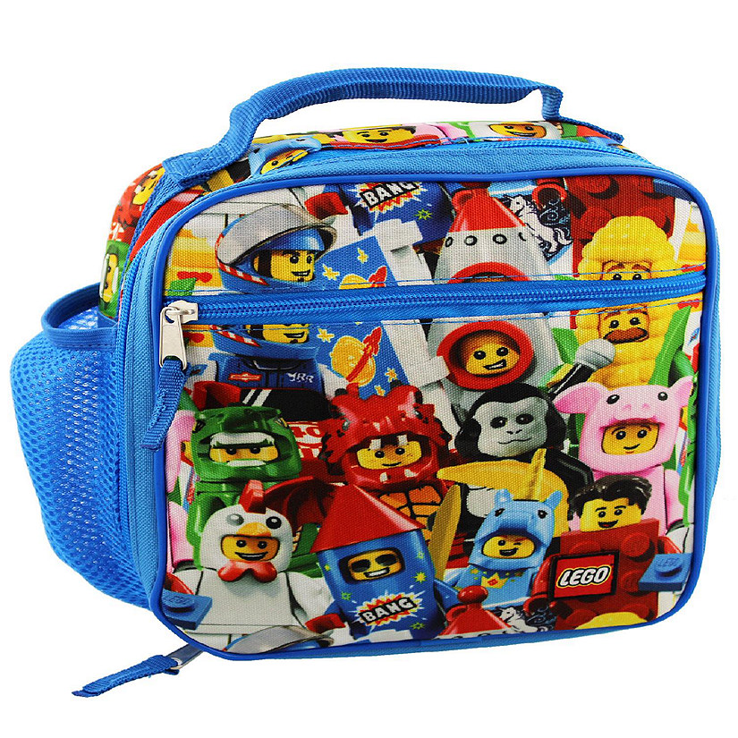Lego Minifigures Boys Girls Soft Insulated School Lunch Box (One Size, Lego Minifigures) Image