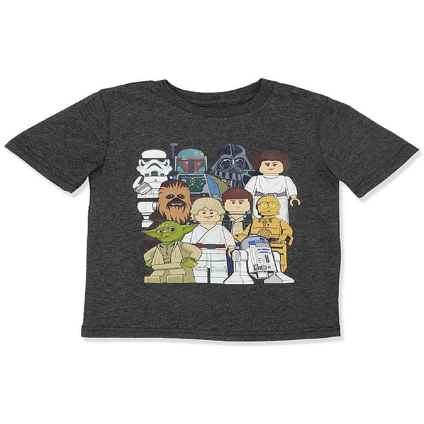 Lego Star Wars Luke Skywalker Yoda R2-D2 Kids Short Sleeve T-Shirt Tee (4, Dark Gray) Image
