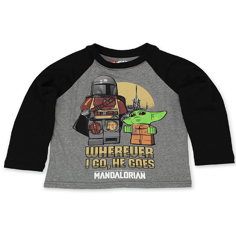 Lego Star Wars The Mandalorian Boys Long Sleeve T-Shirt Tee (4, Grey/Black) Image