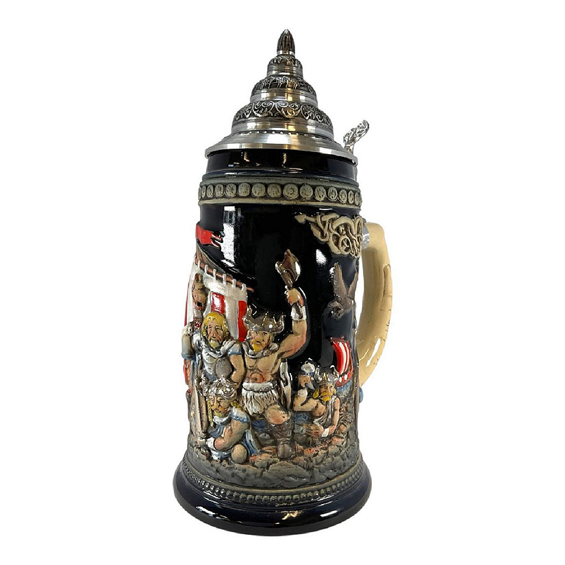 Leif Erikson Norse Explorer Discovers America LE German Beer Stein .75 L Vikings Image