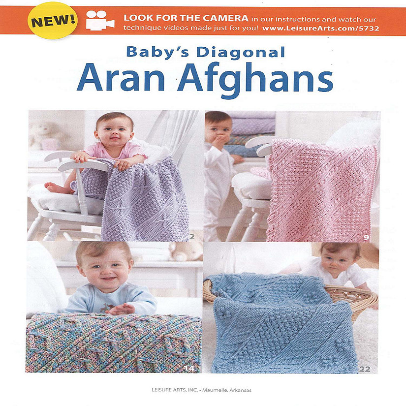Leisure Arts Baby's Diagonal Aran Afghns CrochetBk Image