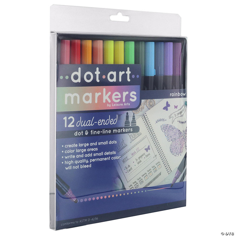 Leisure Arts Dot Art Marker 12pc Rainbow Oriental Trading
