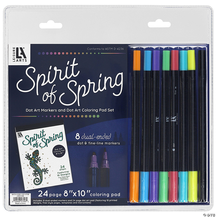 Leisure Arts Dot Art Pad & Marker Set Spirit Of Spring 9pc Image