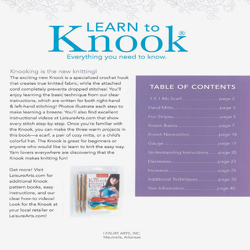 Leisure Arts Learn To Knook Knit Bk Image
