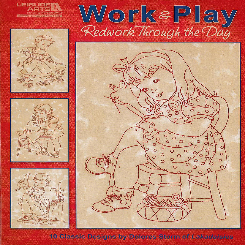 Leisure Arts Work & Play Redwork Through the DayBk Image