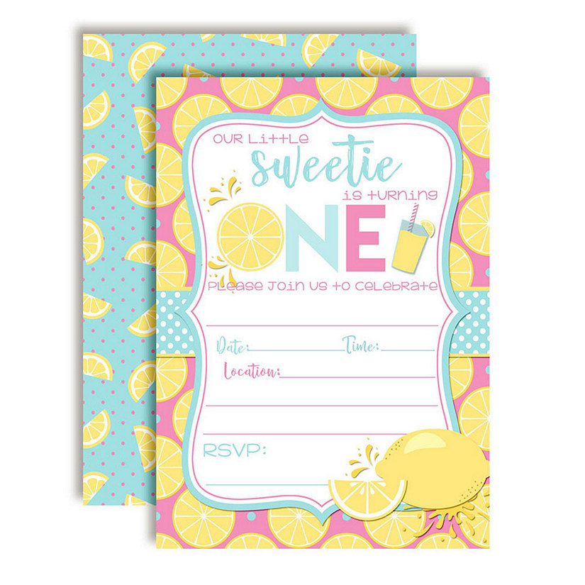 Lemon Sweetie 1st Birthday Invitations 40pc. by AmandaCreation Image