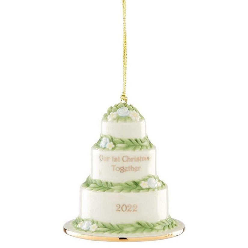 Lenox 2022 Our First Christmas Together Cake Porcelain Ornament 3.25 Inch Image