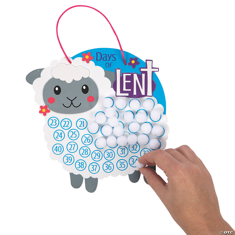 Lenten Lamb Countdown Pom-Pom Craft Kit - Makes 12 Image