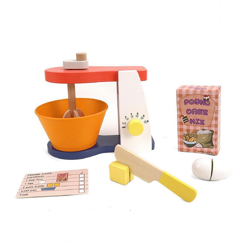 Leo & Friends Wooden Mixer Set Make-A-Cake Kit with Hand Crank Mixer Ages 3+ Image
