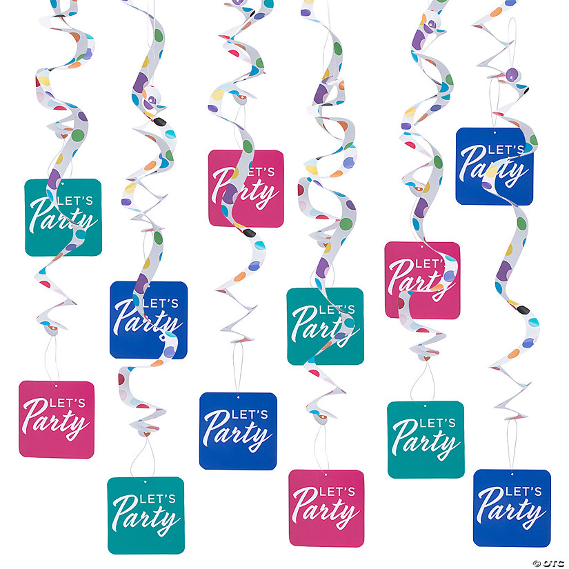 Let&#8217;s Party Polka Dot Hanging Swirls - 12 Pc. Image