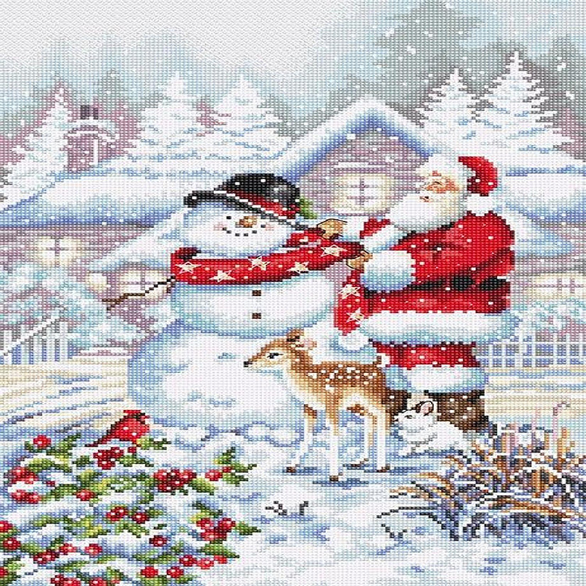 LetiStitch - Counted Cross Stitch Kit Snowman and Santa L8015 Image