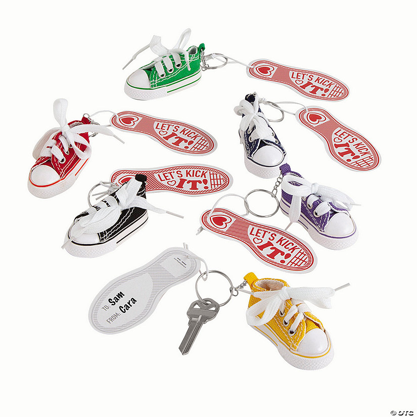 Let's Kick It Tennis Shoe Keychains Valentine Exchanges with Card for 12 Image