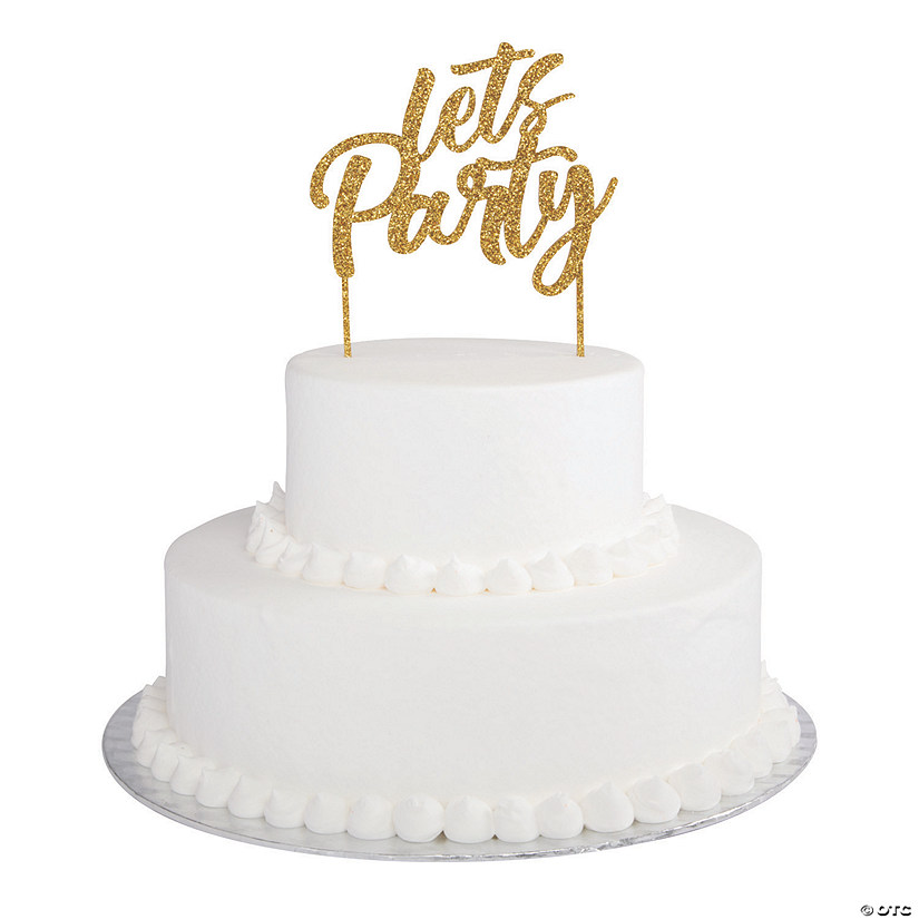 Let's Party Gold Cake Topper Image