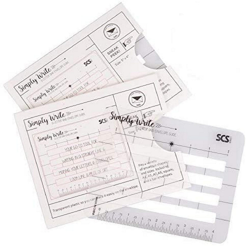 Letter Envelope Addressing Stencil - Template Ruler Guide for Perfectly Even Addressing- Compatible with All Letters (2 Pack) - Great for Sending Thank You Card Image