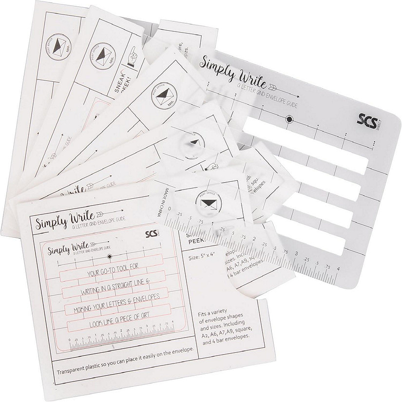 Letter Envelope Addressing Stencil - Template Ruler Guide for Perfectly Even Addressing- Fits All Envelopes (5 Pack) - Great for Sending Thank You Cards &amp; More Image