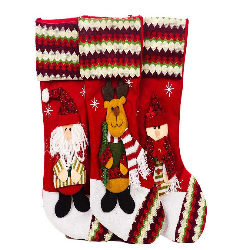 Lexi Home 3-Piece Christmas 3D Christmas Stockings Image