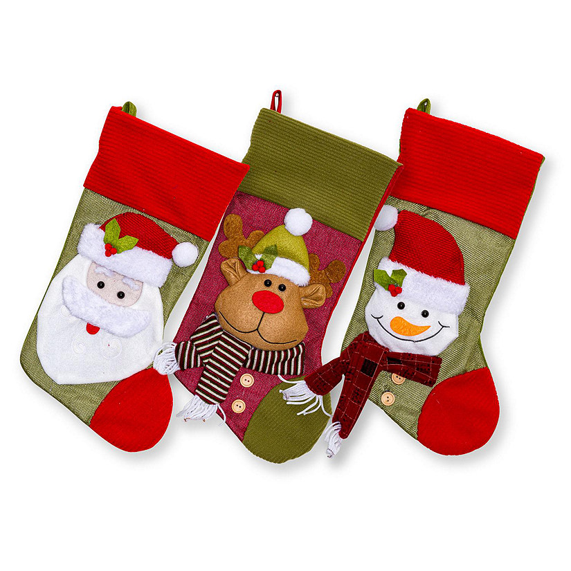Lexi Home 3-Piece Jute 3D Christmas Stockings Image