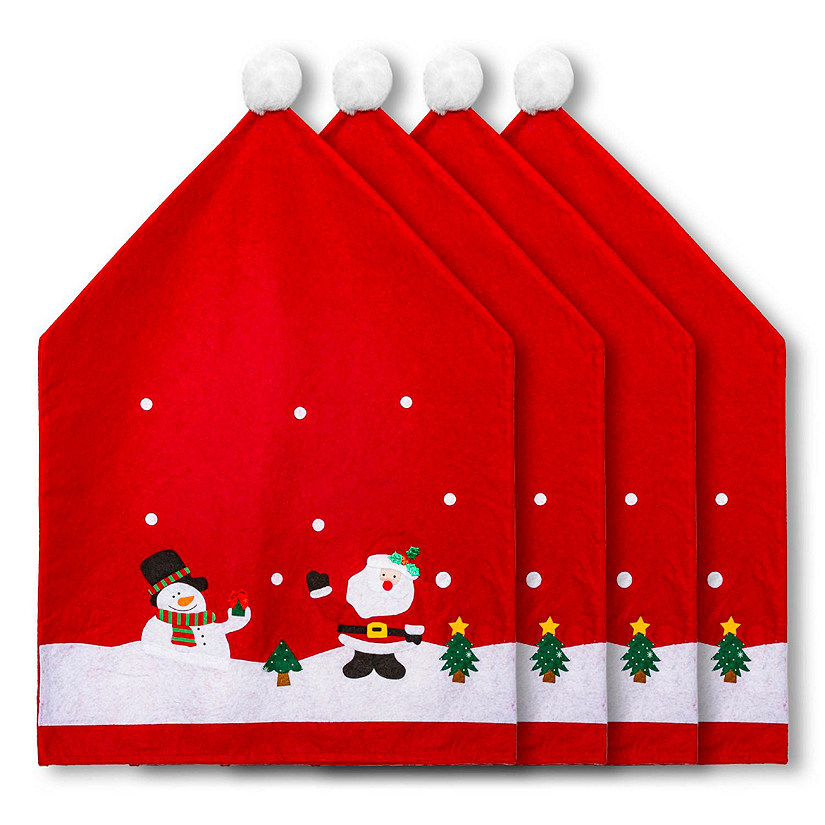 Lexi Home 4-Piece Santa and Friends Christmas Chair Cover Set Image