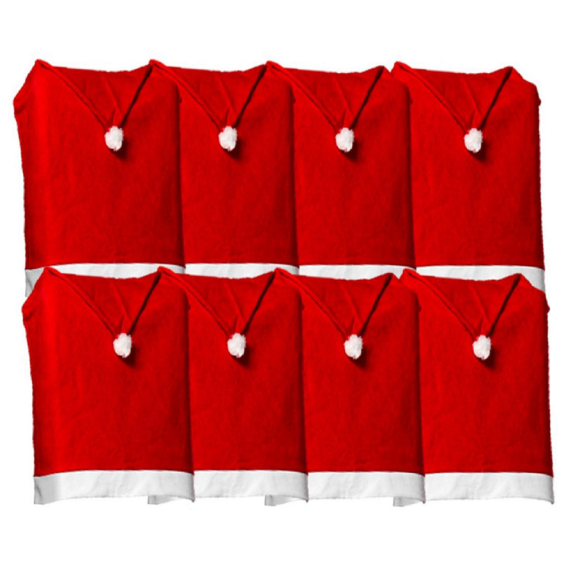 Lexi Home 8-Piece Santa Hat Christmas Chair Cover Set Image