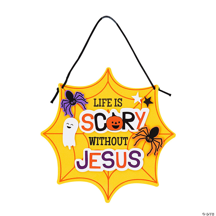 Life is Scary Without Jesus Halloween Sign Craft Kit &#8211; Makes 12 Image