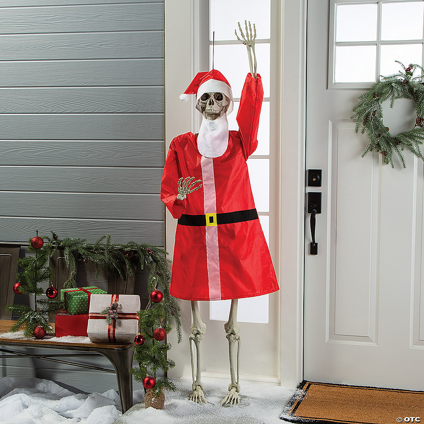 Life-Size Posable Skeleton with Santa Outfit Kit - 4 Pc. Image