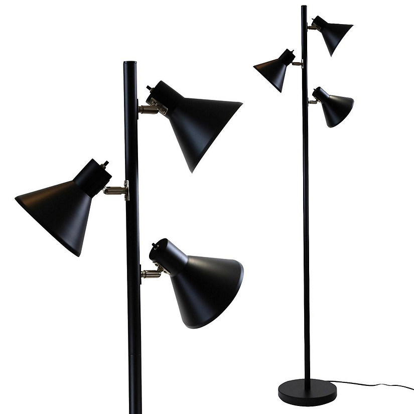 Light Accents - 3 Light Modern Floor Lamp with 3 Adjustable Reading Lights (Black) Image